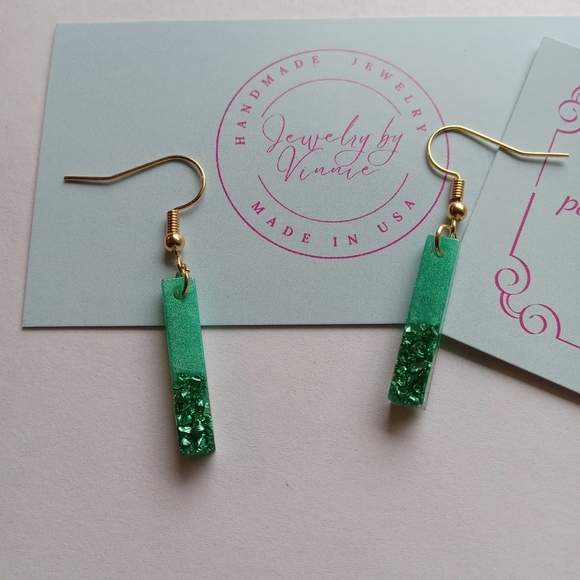Hand Crafted Jewelry - Hand Crafted Green Earrings